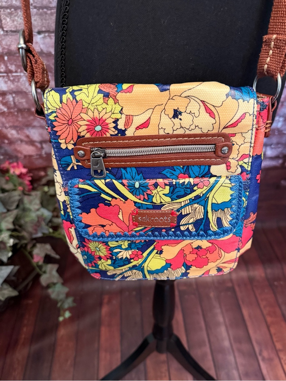 Sakroots Floral Crossbody Bag - Blue, Yellow, Coral, Pink